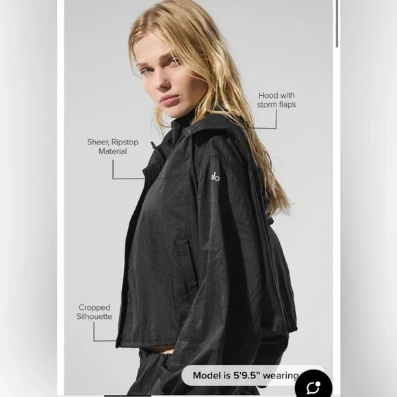 Alo yoga game time crop jacket black XS Jackets & Coats